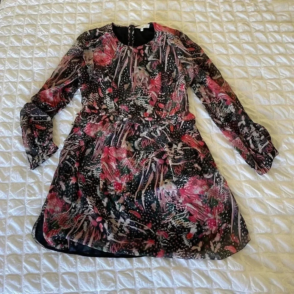 IRO Deylfe silk ruffle printed mini dress - Picture 4 of 10